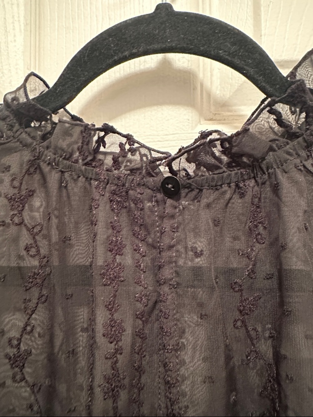 Sheer Black Tiered Embroidered Lace Whimsigoth Dress for Layering - Picture 3 of 6